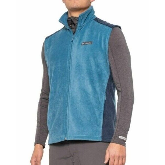 Columbia Other - Columbia Vest Mens XL Steens Mountain Full Zip Blue/Grey Fleece Zip Pockets
